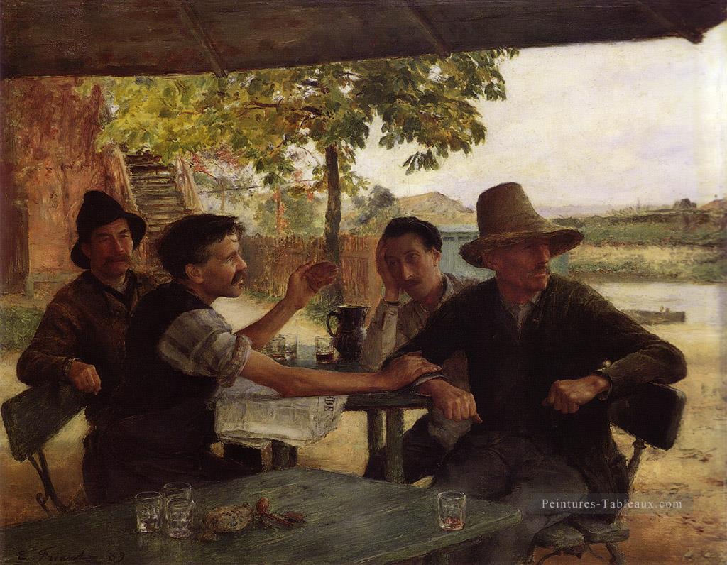 DiscussionPolitique 1889Grand réalisme Émile Friant Peintures à l'huile